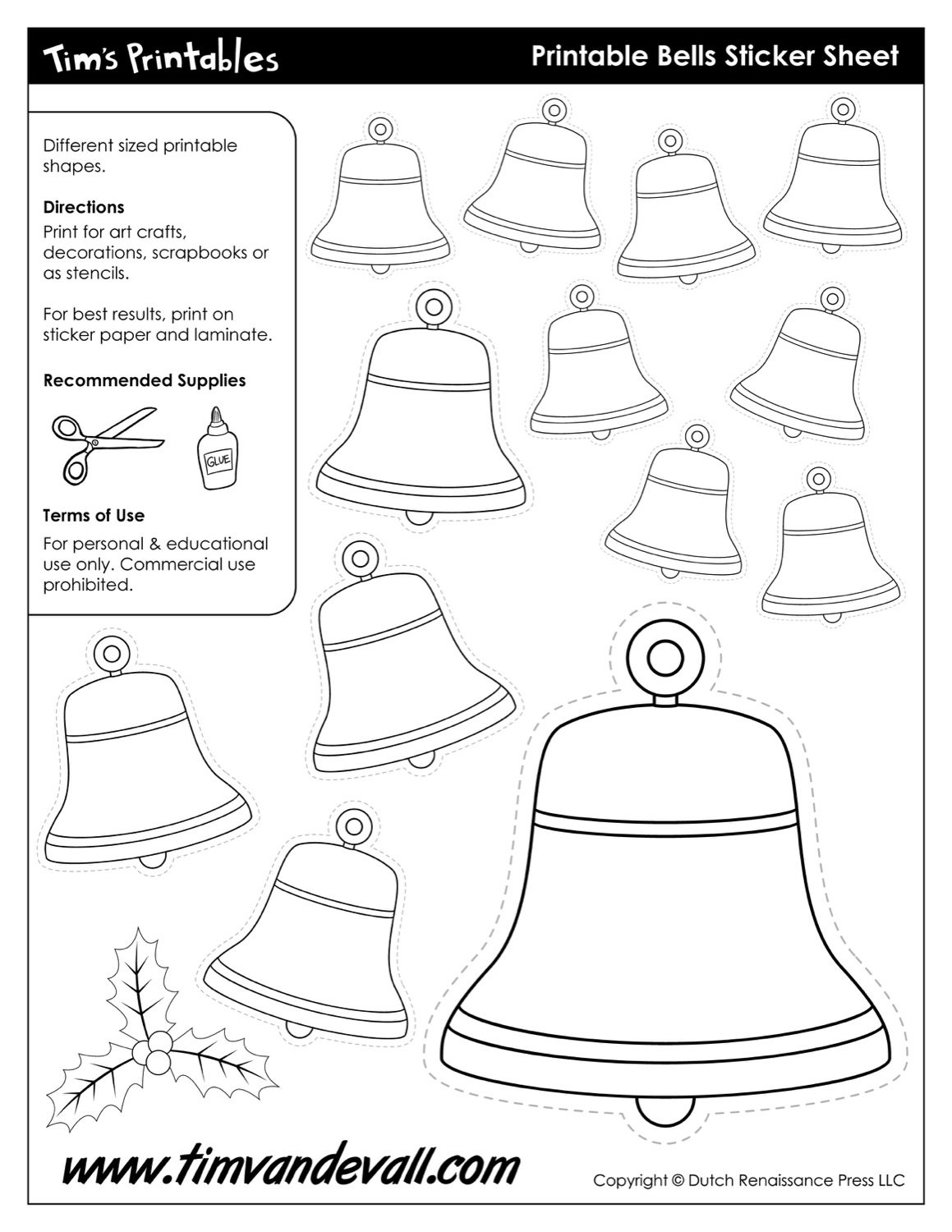 christmas bell templates - tim's printables